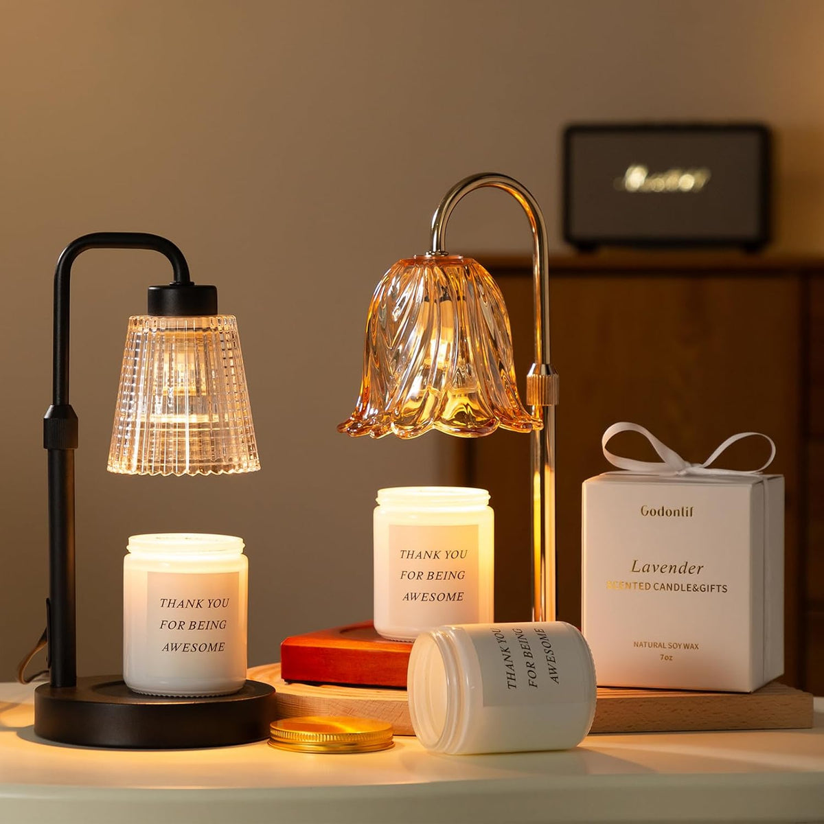 GODONLIF Candle Warmer Lamp with Timer – Adjustable Candle Warmer & Home Decor Gift