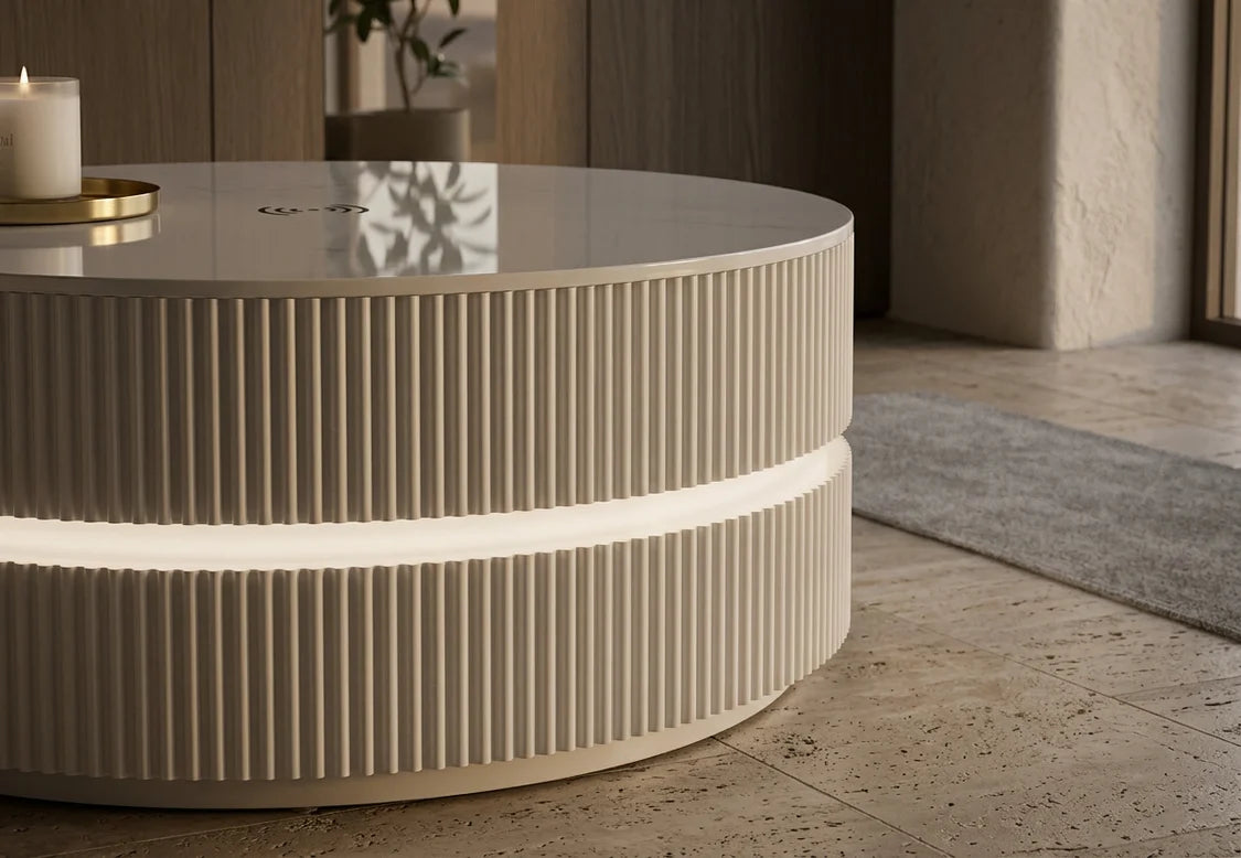 Modern LED Round Coffee Table – Contemporary Living Room Center Table