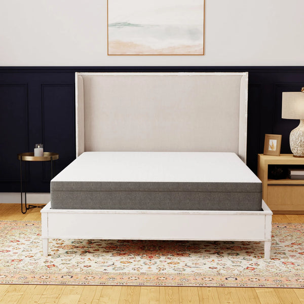 Modern Upholstered Platform Bed Frame – Elegant Fabric Headboard & Solid Wood Base