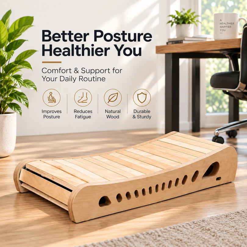 Wooden Curved Manual Treadmill with Handrail – Compact Walking & Fitness Running Machine