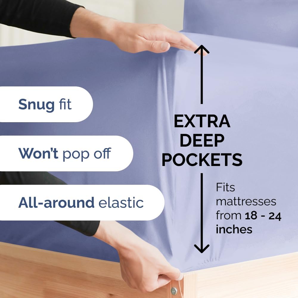Luxury Deep Pocket Bed Sheets – 18–24 Inch Mattress Fit, Soft & Comfortable Bedding