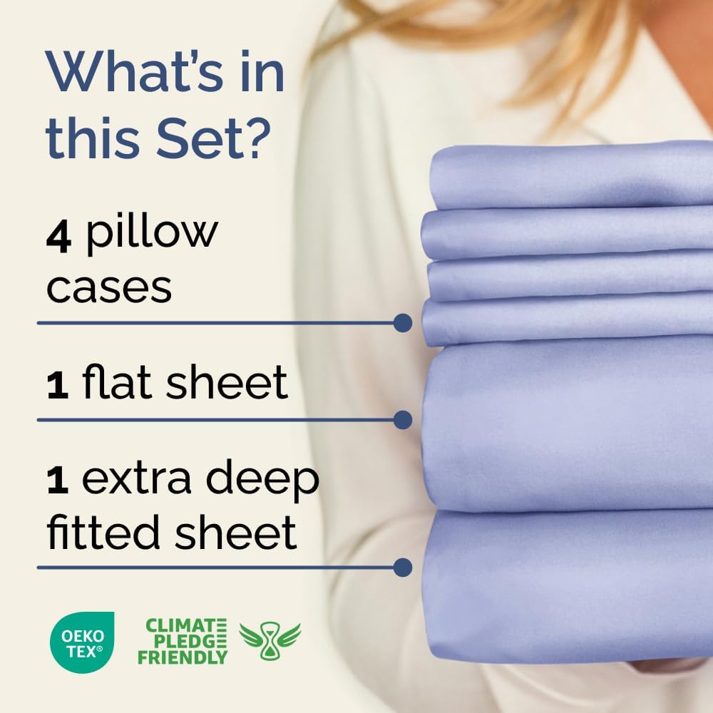 Luxury Deep Pocket Bed Sheets – 18–24 Inch Mattress Fit, Soft & Comfortable Bedding