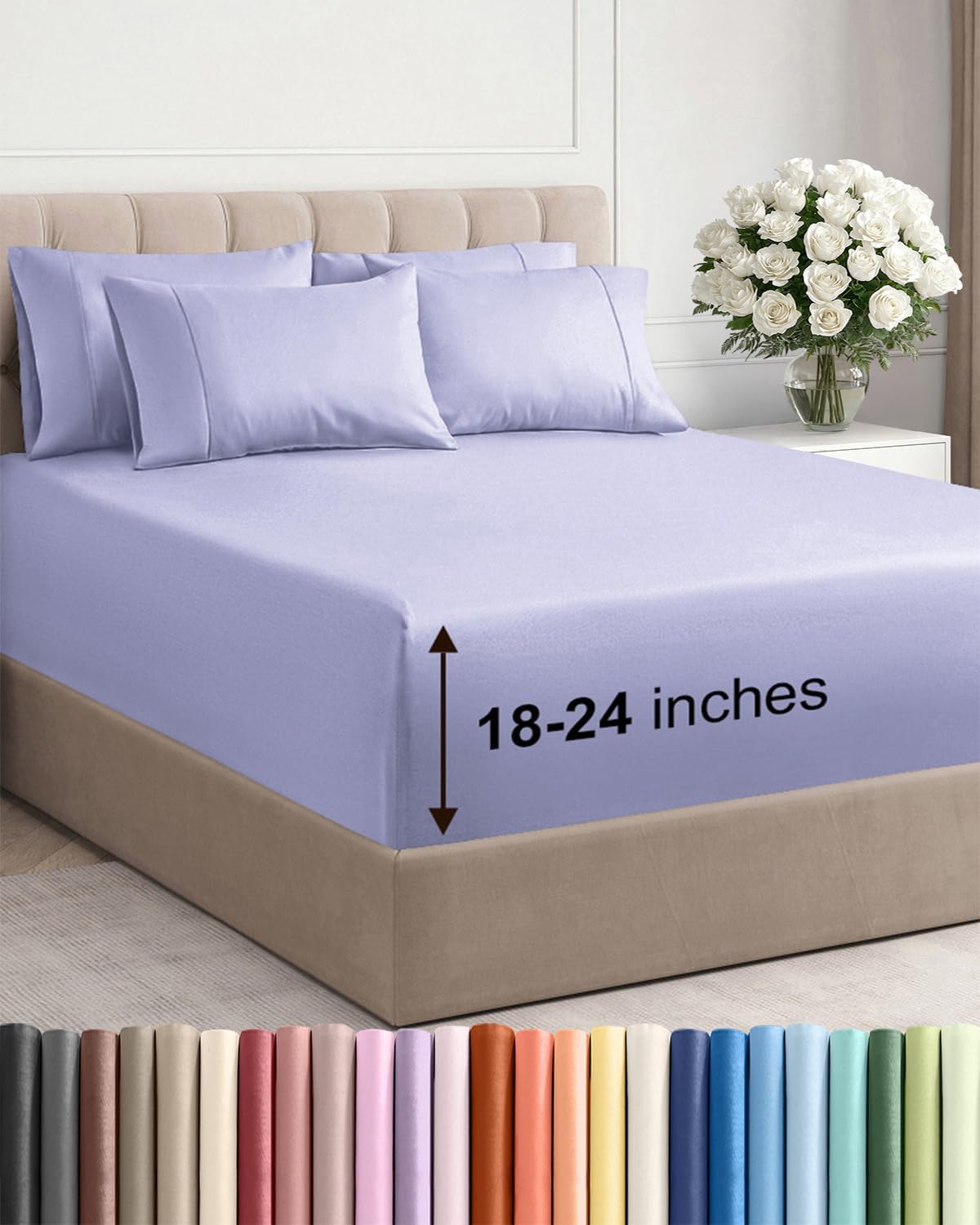 Luxury Deep Pocket Bed Sheets – 18–24 Inch Mattress Fit, Soft & Comfortable Bedding