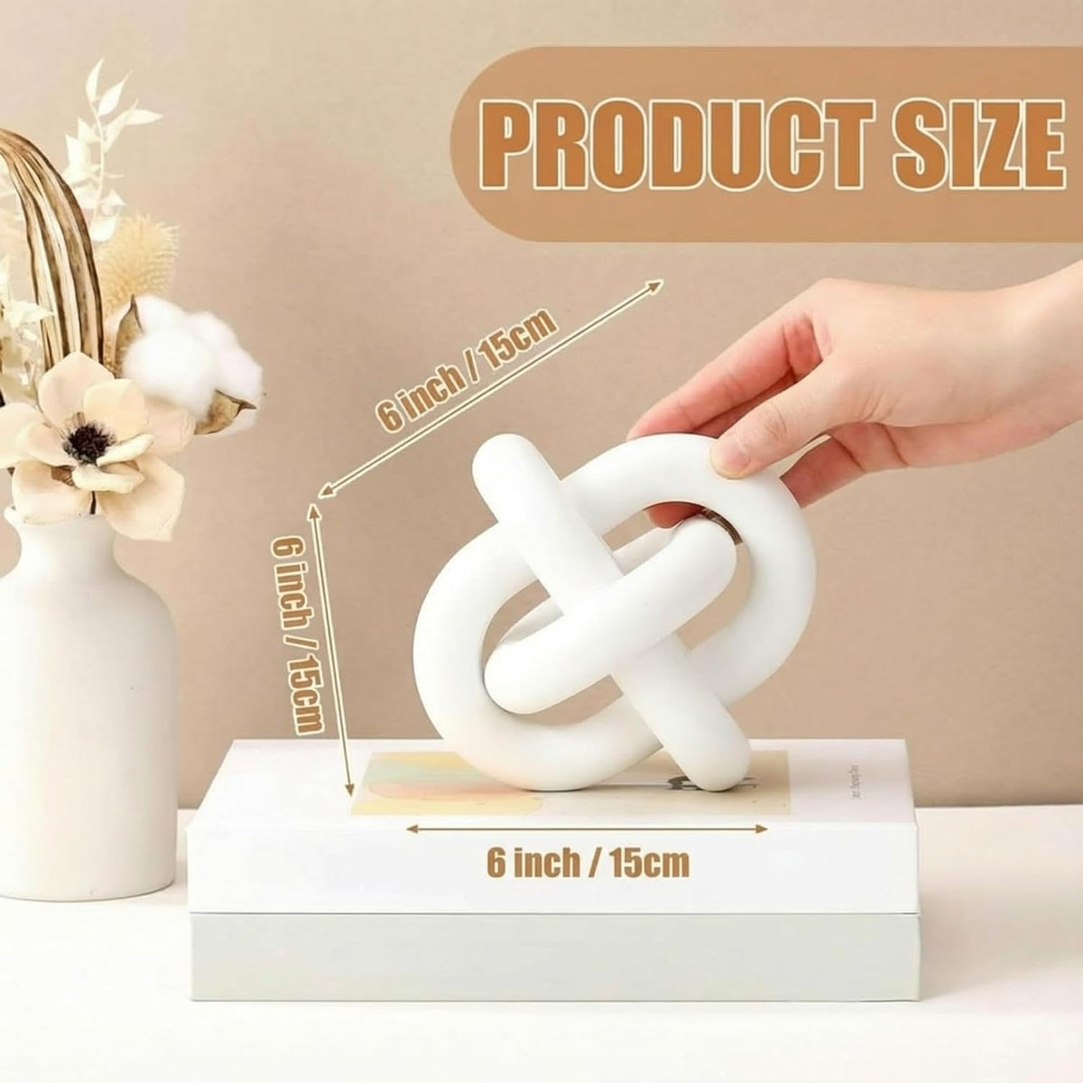 White Wooden Knot Decorative Sculpture – Modern Abstract Home Décor Accent