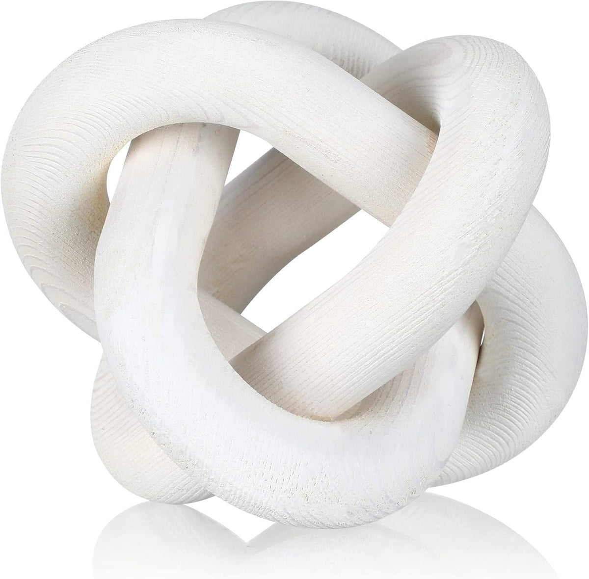 White Wooden Knot Decorative Sculpture – Modern Abstract Home Décor Accent