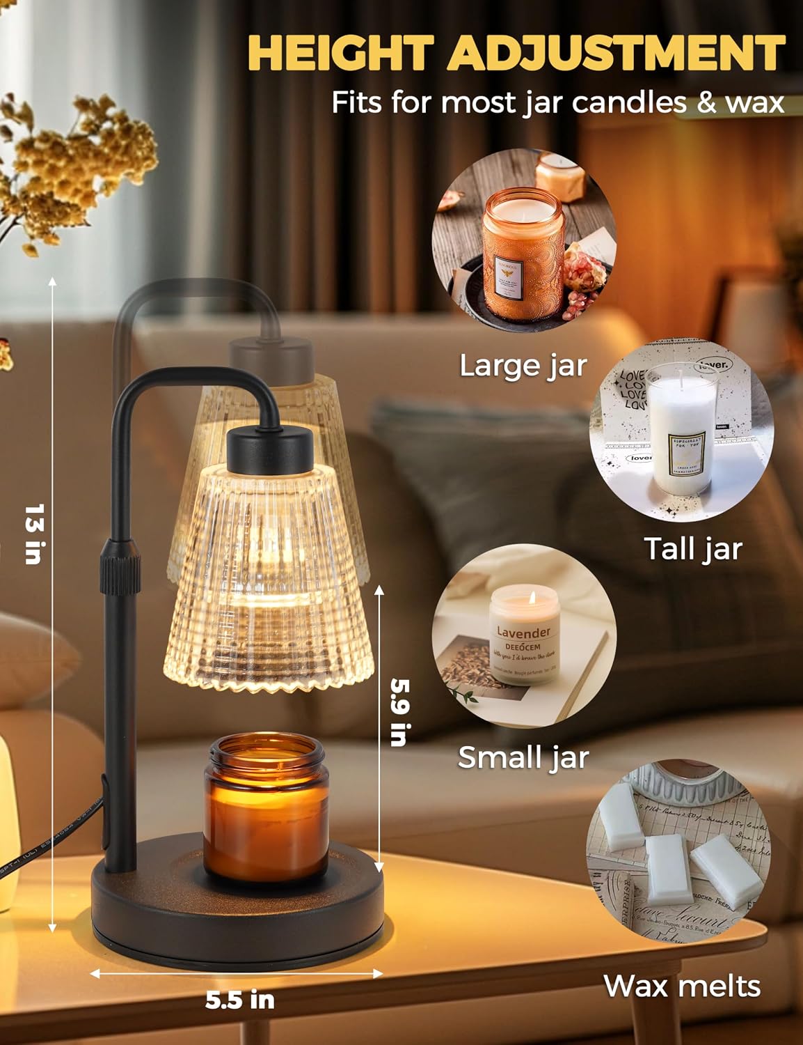 GODONLIF Candle Warmer Lamp with Timer – Adjustable Candle Warmer & Home Decor Gift
