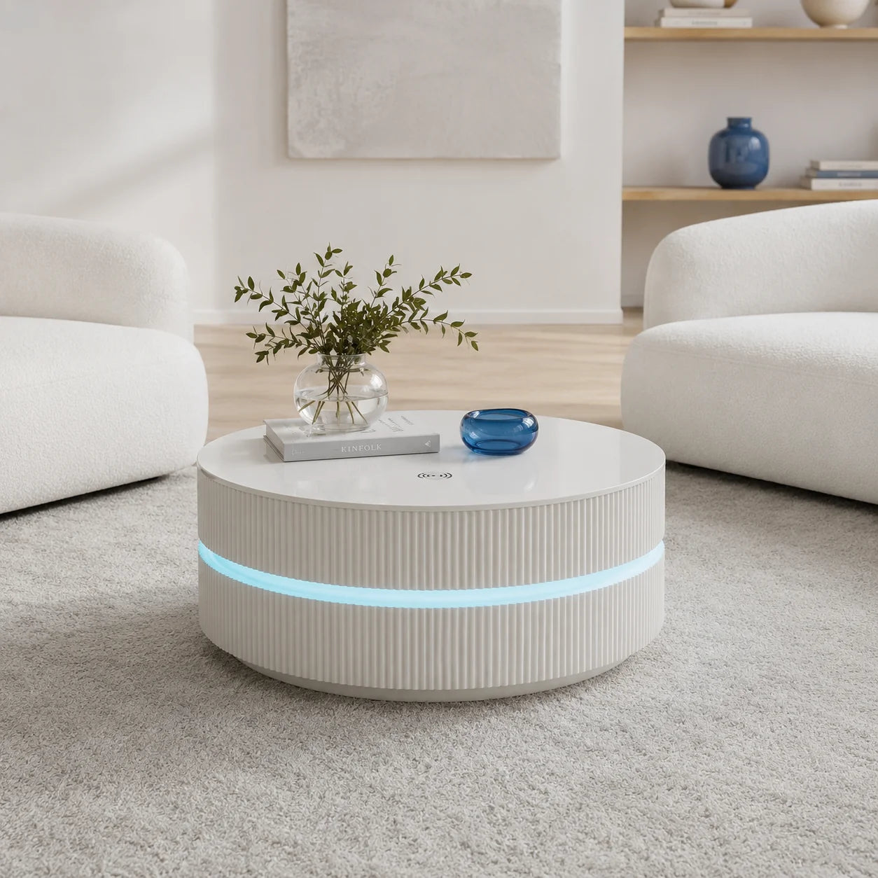Modern LED Round Coffee Table – Contemporary Living Room Center Table