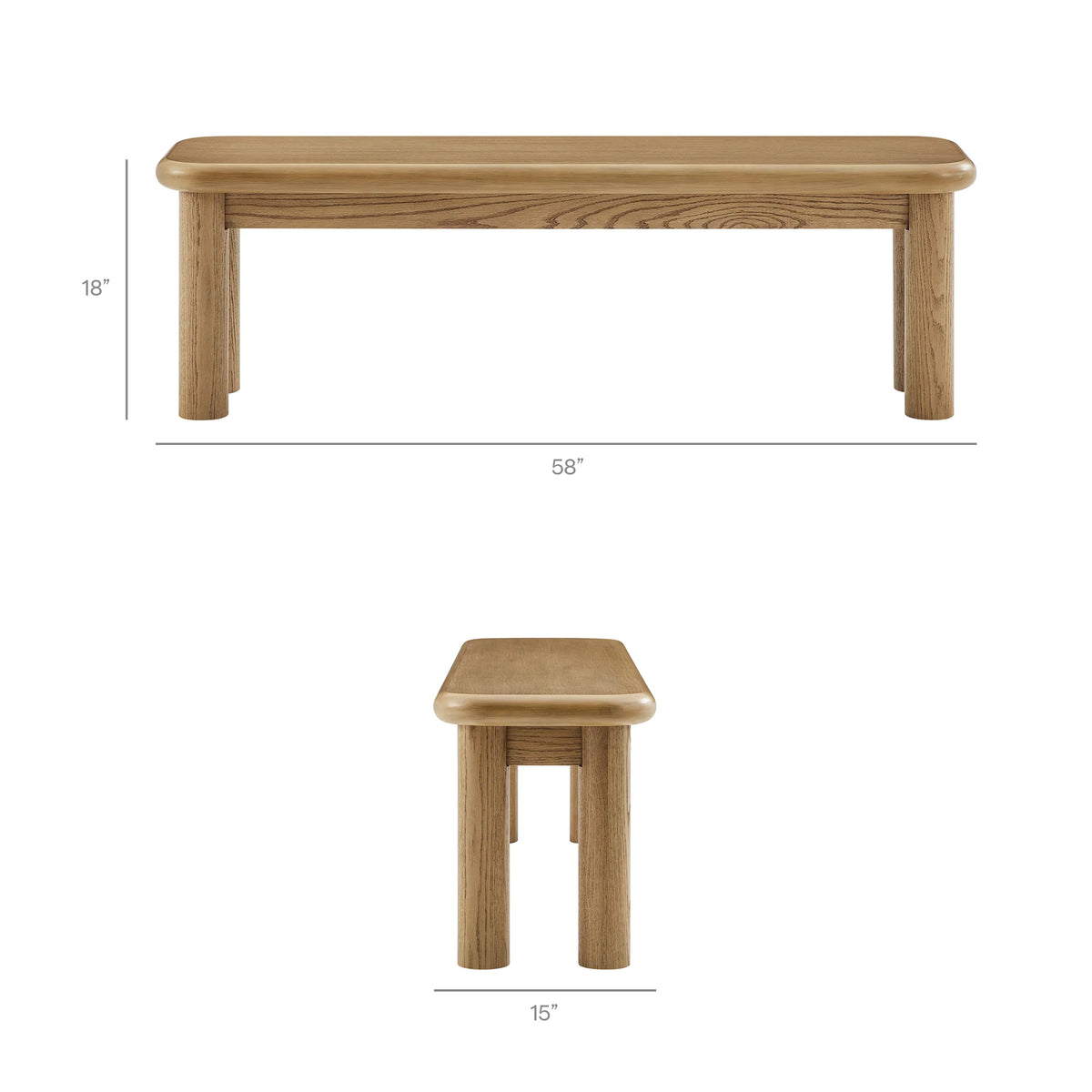 Modern Solid Wood Dining Table Set with 2 Benches – Natural Oak Finish Kitchen & Dining Furniture
