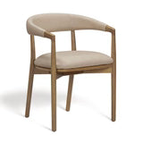 Modern Round Dining Table Set with 4 Upholstered Chairs – Natural Wood