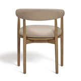 Modern Round Dining Table Set with 4 Upholstered Chairs – Natural Wood