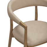 Modern Round Dining Table Set with 4 Upholstered Chairs – Natural Wood