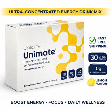 Unicity Unimate Yerba Mate Drink Mix Natural Energy & Focus 30ct