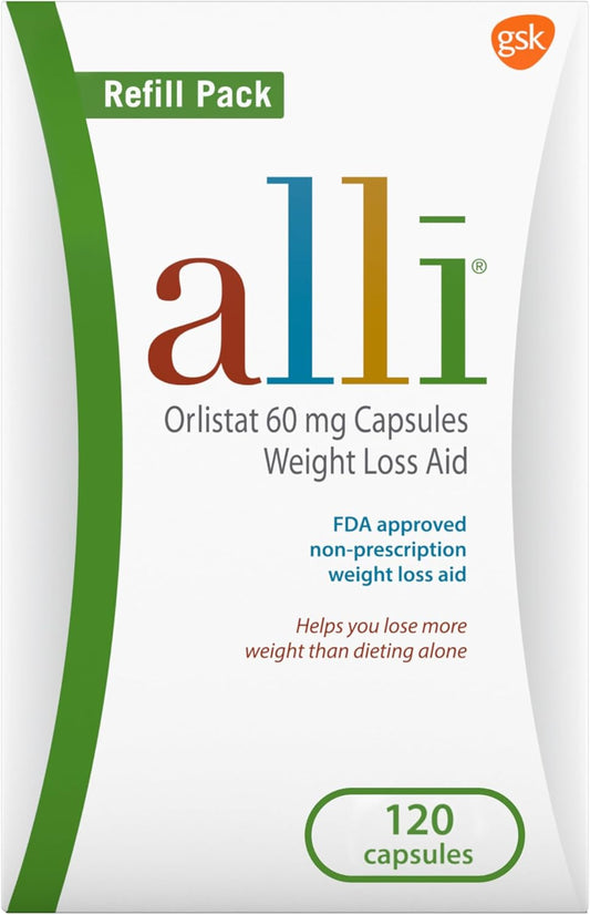 alli Orlistat 60mg Weight Loss Capsules 120 Count Refill Pack